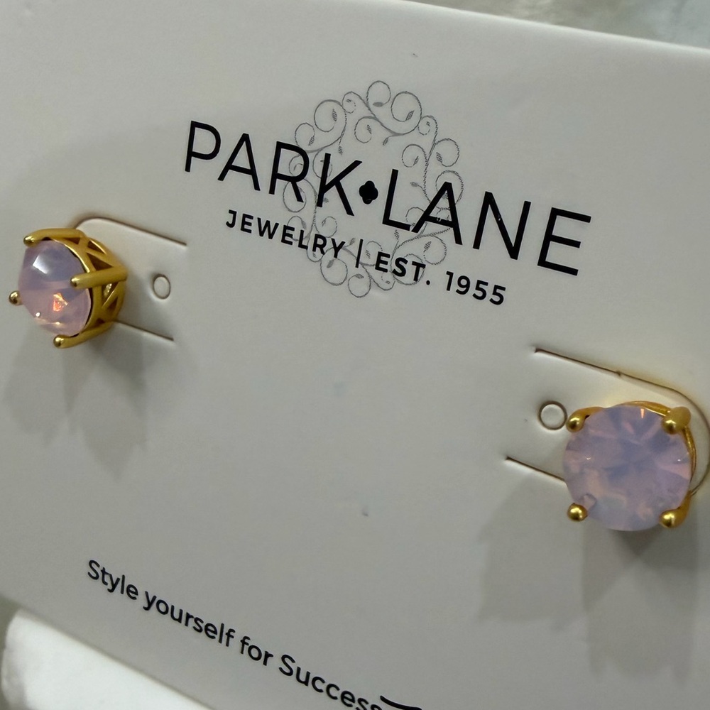 Park Lane Women's Pink Opal Stud Earrings Gold Tone Round Minimalist